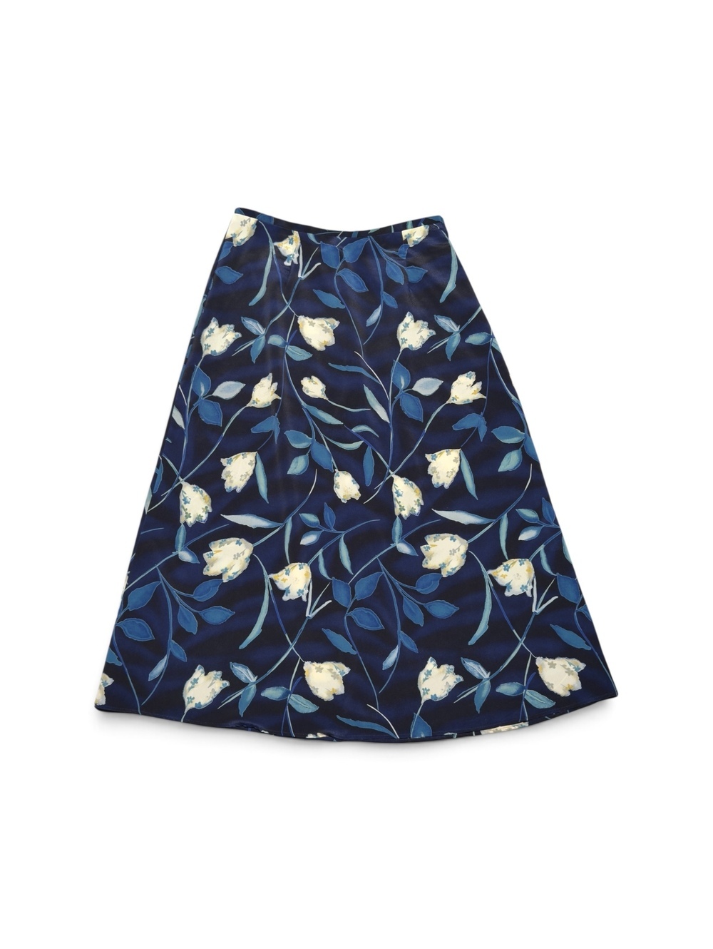 Vintage Jaclyn Smith Classics Navy Blue Floral A-Line Skirt Size 14